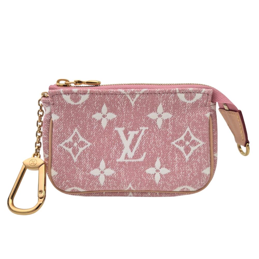 Louis Vuitton Monogram Jacquard Micro Pochette Case Pink White Denim